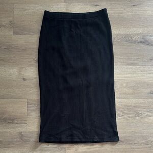 Black Ribbed Pencil Skirt with slit